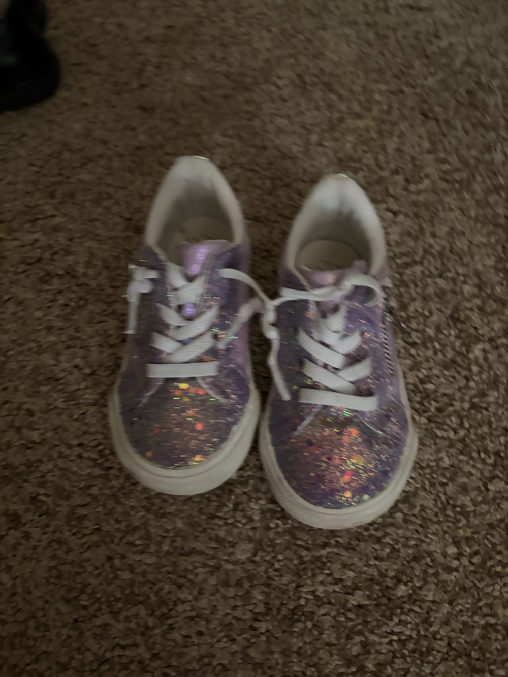 Girls' Sparkle Lace-Up Sneakers in Lavender